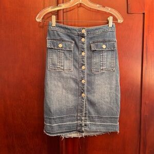 Abercrombie & Fitch denim skirt button-front closure front patch pockets Sz 26
